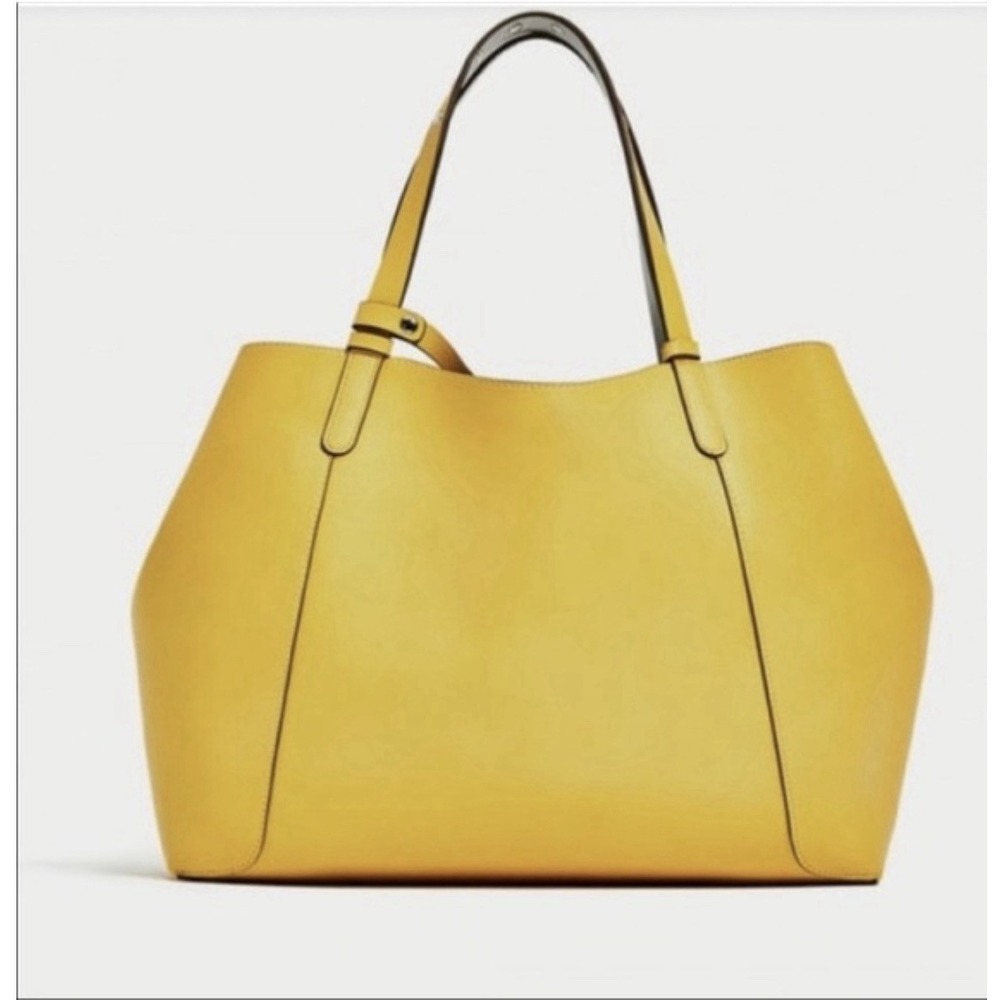 Zara Women's Tote Bag Vegan Yellow Large Boho Office Travel Career